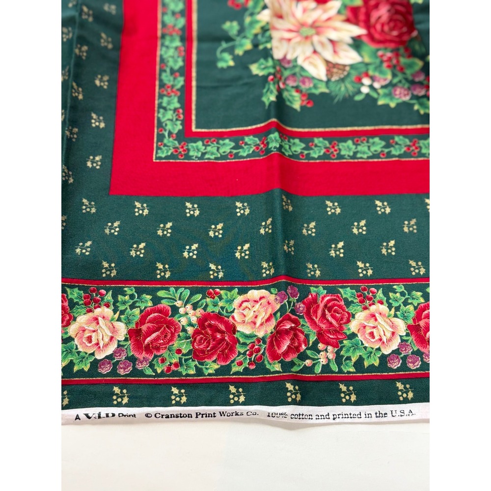Vintage 1 Yd 100% cotton Christmas holiday fabric panel Cranston Print Works